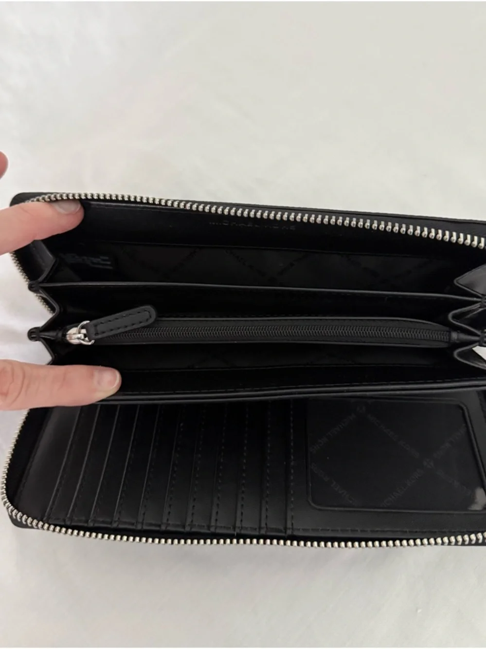 Michael Kors Black MK Logo Zip Wallet with Silver Hardware. NWOT. Never used. - Picture 4 of 5
